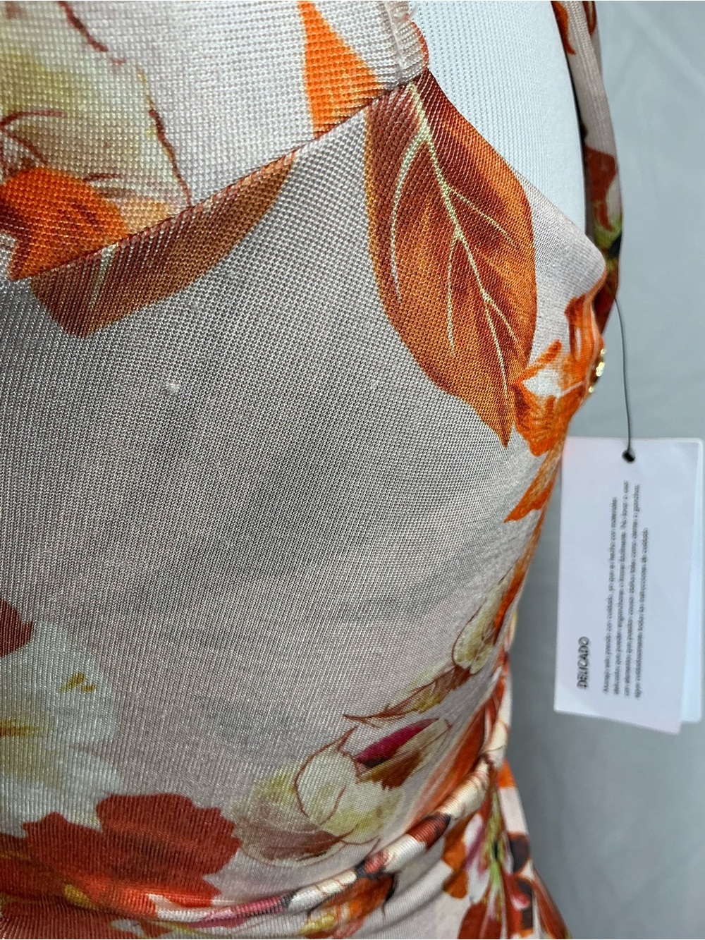 2334 - Guess Orange Floral Twist-Neck Mini Dress - Picture 5 of 13